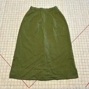 True Vintage Pendleton Olive Green Wool Skirt Modest Maxi Academia Talon